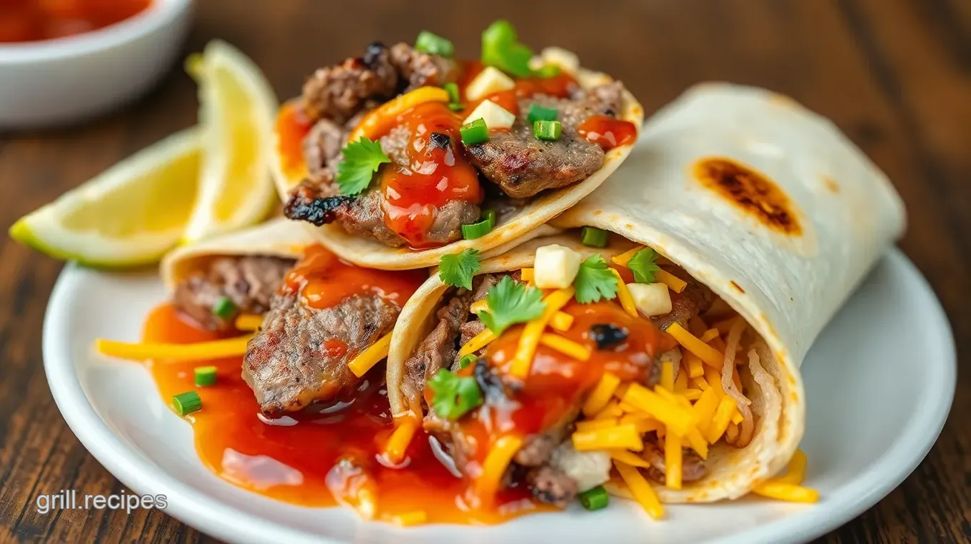 Double Steak Grilled Cheese Burrito with Jellybean Sweet Sauce