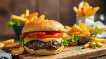 Air Fryer Beef Burgers with Crispy Chips