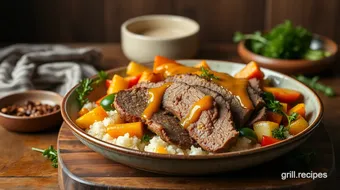 Bake Honey Mustard Corned Beef with Veggies