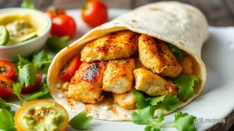 Grilled Chicken Wrap: Easy Mediterranean Delight for Lunch! recipe card