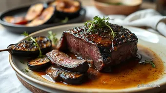 Sous Vide Ribeye Beef with Charred Eggplant