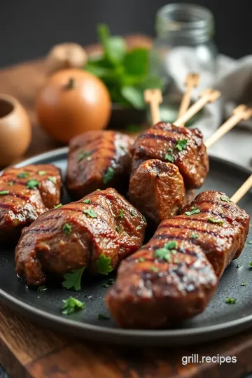 Grilled Beef Kababs with Flavorful Herbs presentation