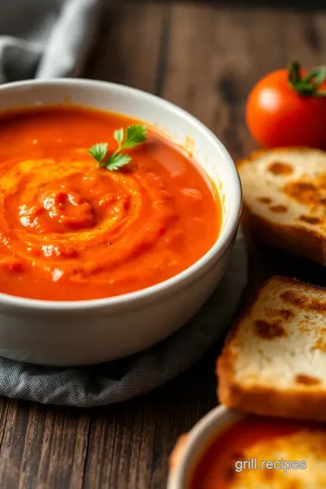 Classic Tomato Soup with Grilled Cheese presentation