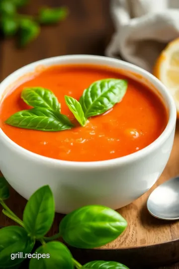 Tomato Basil Soup to Serve with Grilled Cheese presentation