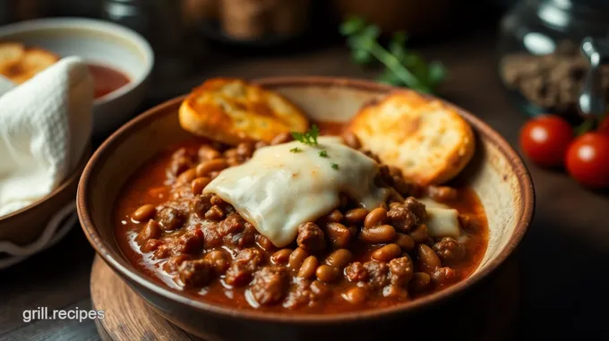 Chili with Grilled Cheese Delight